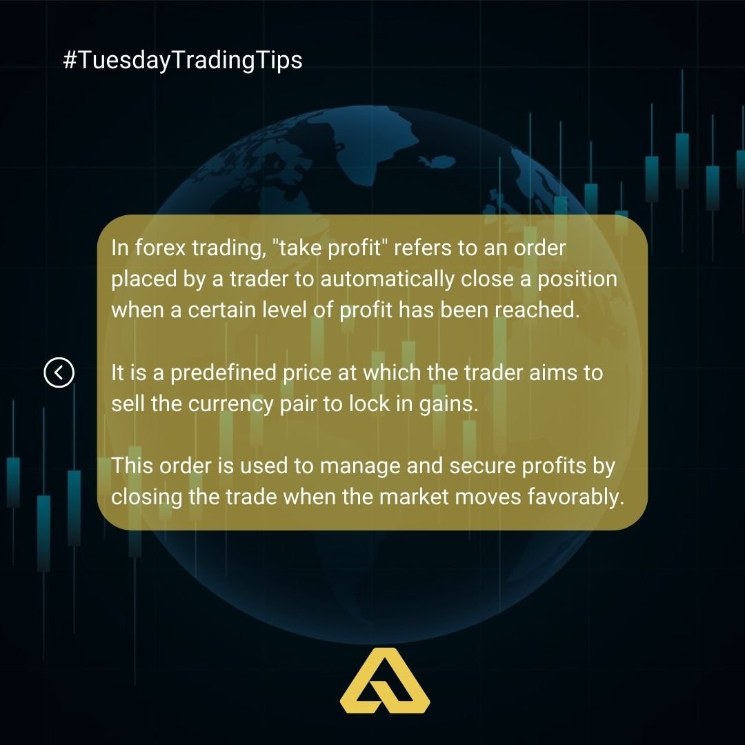 axonmarkets's tweet image. In Forex trading, &quot;take profit&quot; refers to an order placed by a trader to automatically close a position when a certain level of profit has been reached. 

#TuesdayTradingTips #ForexTrading #Forex #TakeProfit