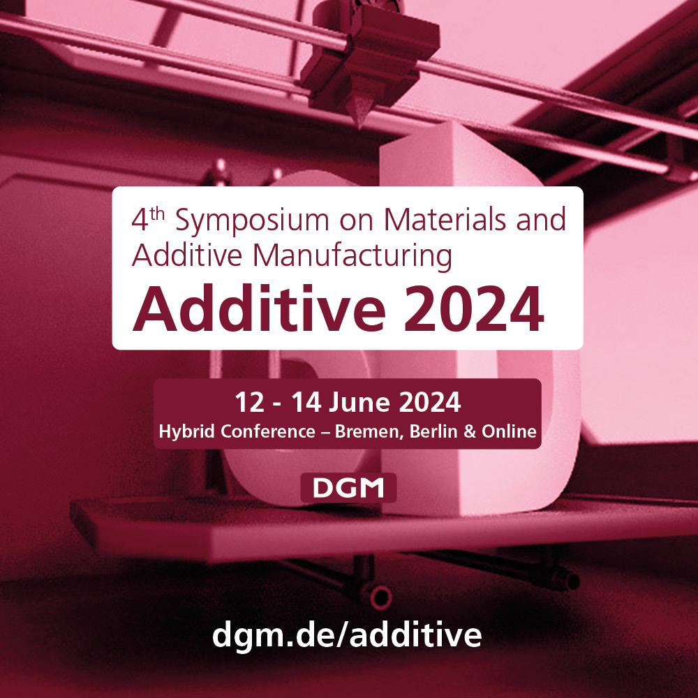 DGM_eV's tweet photo. ๐ #Additive2024: Hybridity 2.0 โ Revolutionizing Conferences! ๐
June 12-14, 2024. Blend of in-person & digital sessions in Bremen, Berlin & online. Join the hub for materials science & additive manufacturing.๐ฉโ๐ฌ Submit abstracts by Feb 15, 2024: https://t.co/imoVQWeOQe https://t.co/8S50nCmoMy