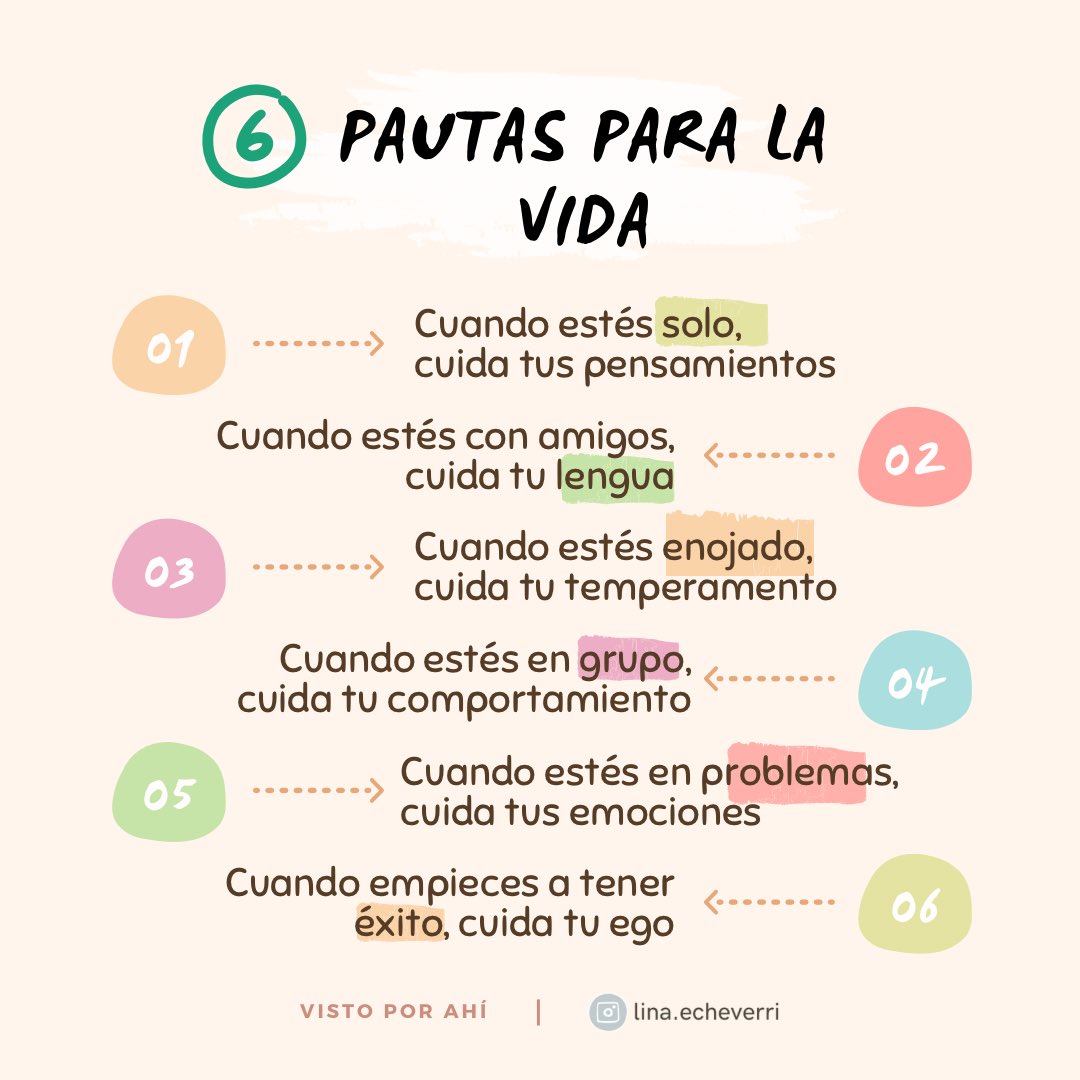 LinaEcheverri's tweet photo. 6 pautas para la vida https://t.co/6xfRx3AkRa