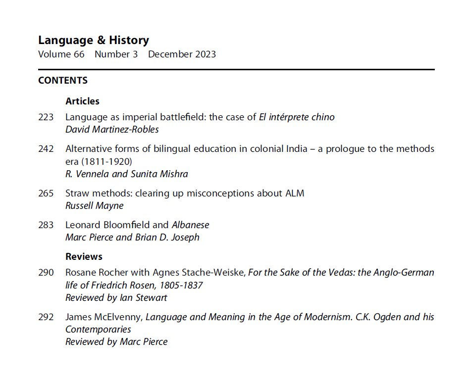 dhaydenceltic's tweet image. 1/3 Issue 66.3 (December 2023) of Language &amp;amp; History is now available online &amp;amp; on its way to the printers! Huge thanks to my fantastic editorial team, the authors &amp;amp; our many reviewers for all their help with this year’s volume 😊 #histlx @HenrySweetSoc 
tandfonline.com/toc/ylhi20/66/…