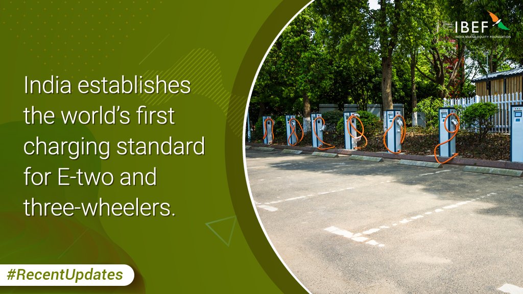 Brands_India's tweet image. India establishes the world’s first charging standard for e-two and three-wheelers. #RecentUpdates

Read more: ibef.org/industry/india…