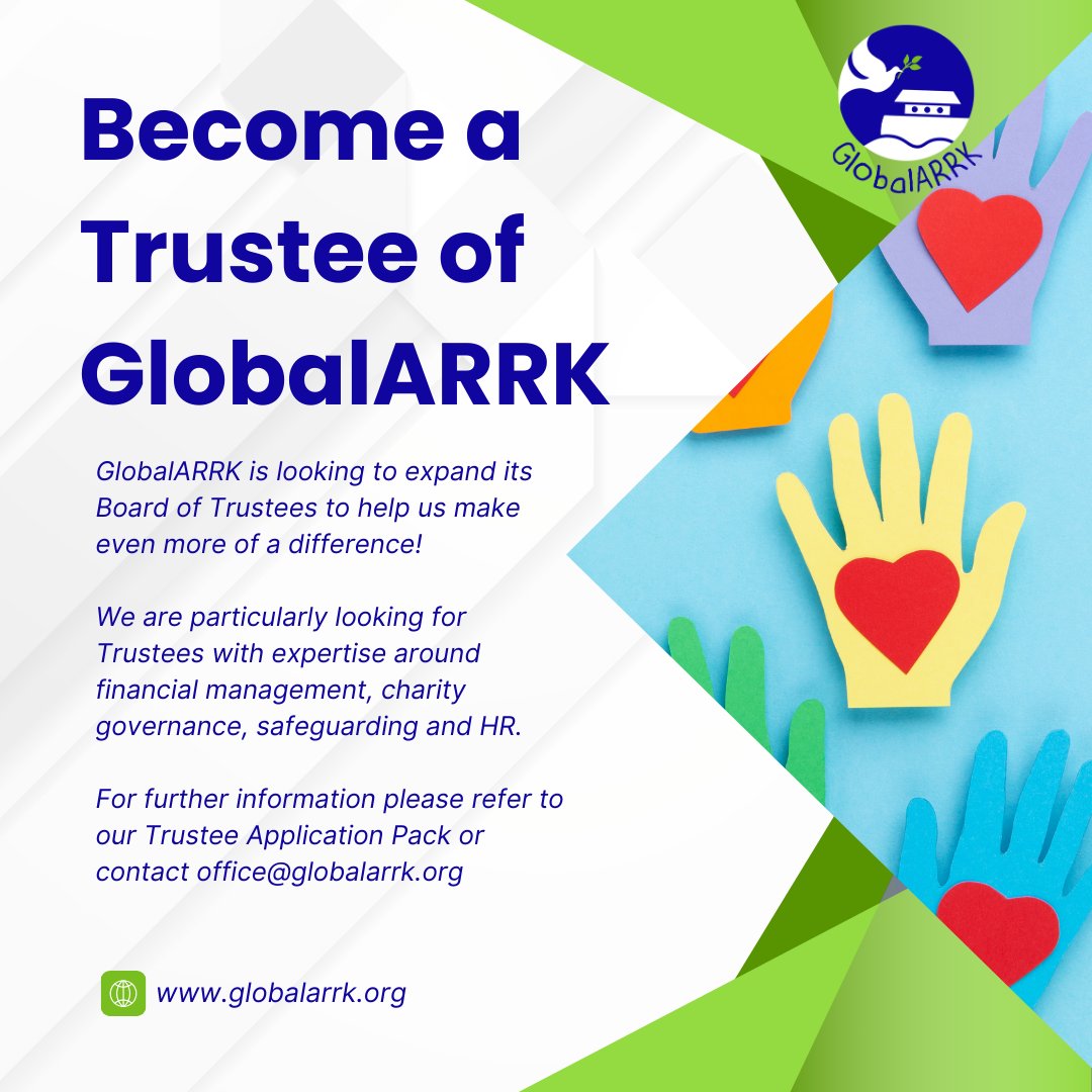 Could you be GlobalARRK's next trustee? Want to make a difference for a growing Charity supporting #StuckParents ? 

Get in touch for more information at office@globalarrk.org 

#Trustee 
#CharityTrustee 
#Volunteer 
#Voluntary 
#Charity
#MakeADifference