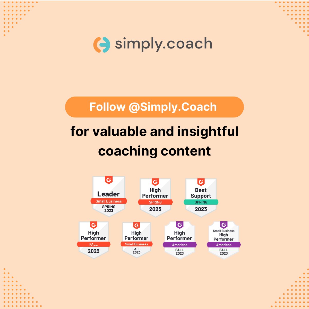 SimplyCoachHQ's tweet image. Follow @SimplyCoachHQ for valuable and insightful coaching content

#coach #coaching #coachingsoftware #coachingtips #coachingtools #SimplyCoach