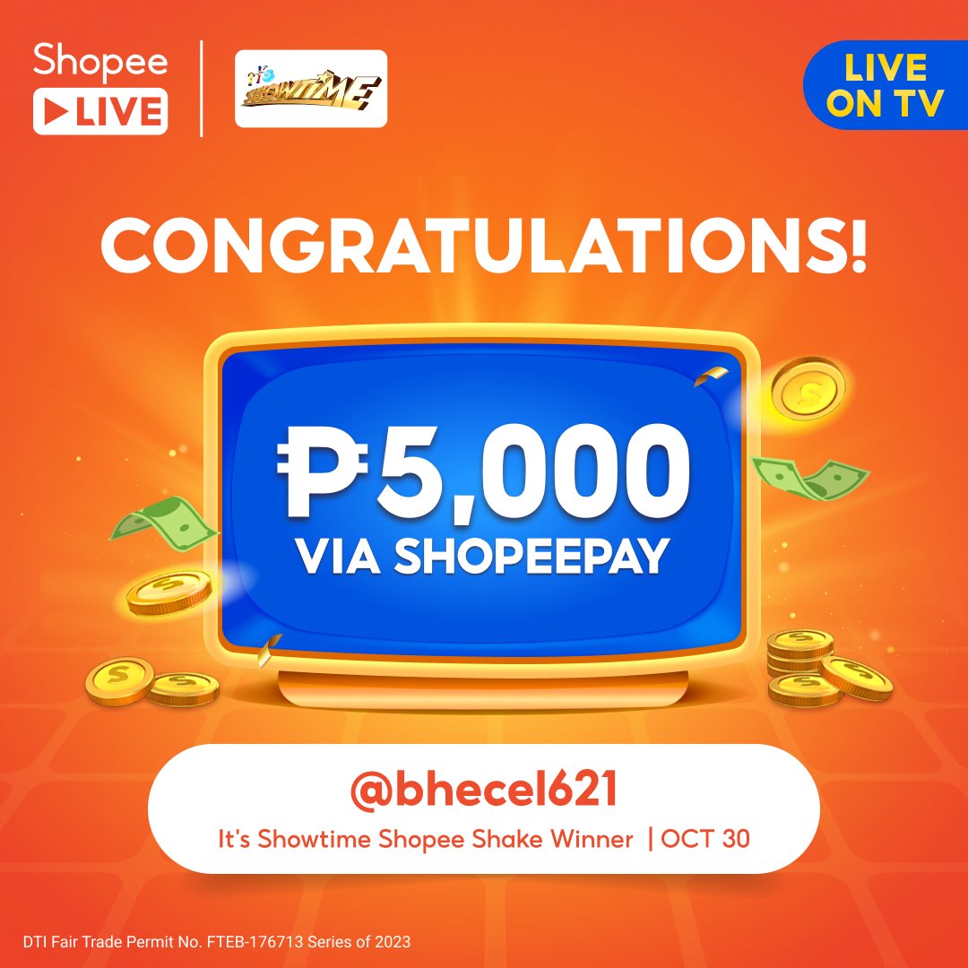 ShopeePH's tweet photo. Palibre naman diyarn @/mcsamariya @/bhecel621, Congratulations for winning ₱5,000 VIA SHOPEEPAY 🤩

Sali na #ShopeeShake para ikaw na ang next manlilibre, Bestie!

Download the Shopee app now: https://t.co/9thoKnqaGc

#ShopeeLivePH https://t.co/KevOPQHNLv