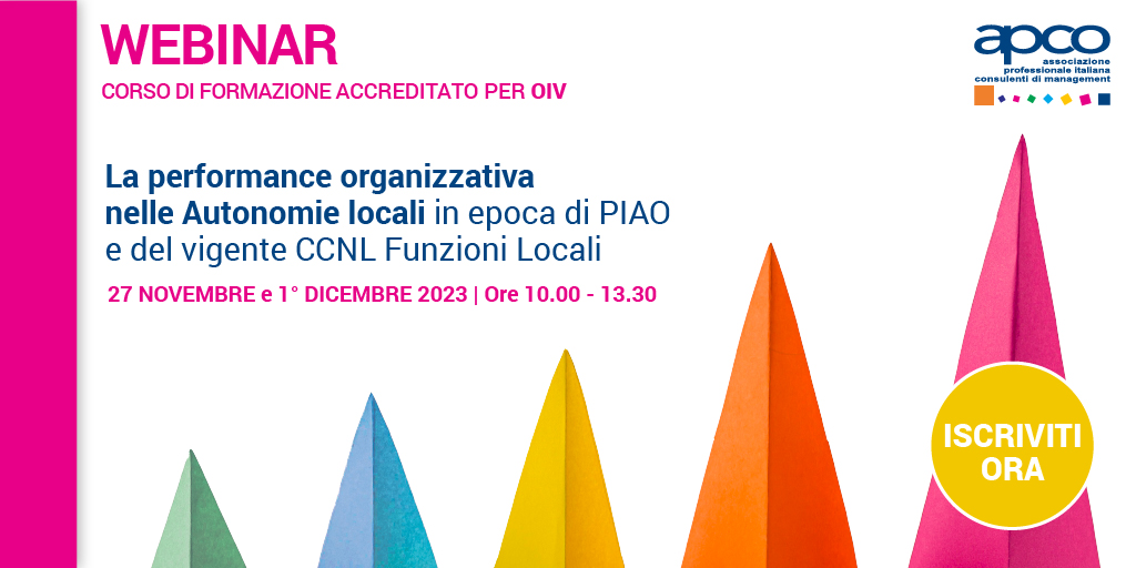 APCOconsulenti's tweet photo. Iscriviti al nuovo corso 𝗔𝗣𝗖𝗢 per 𝗢𝗜𝗩: La performance organizzativa nelle Autonomie locali in epoca di 𝗣𝗜𝗔𝗢 e del vigente 𝗖𝗖𝗡𝗟 𝗙𝘂𝗻𝘇𝗶𝗼𝗻𝗶 𝗟𝗼𝗰𝗮𝗹𝗶👉 https://t.co/rMuupIhJDZ
📆 27 novembre e 1 dicembre 2023

#APCO #OIV #PIAO #CCNL #autonomielocali https://t.co/IbpgmqVBwo