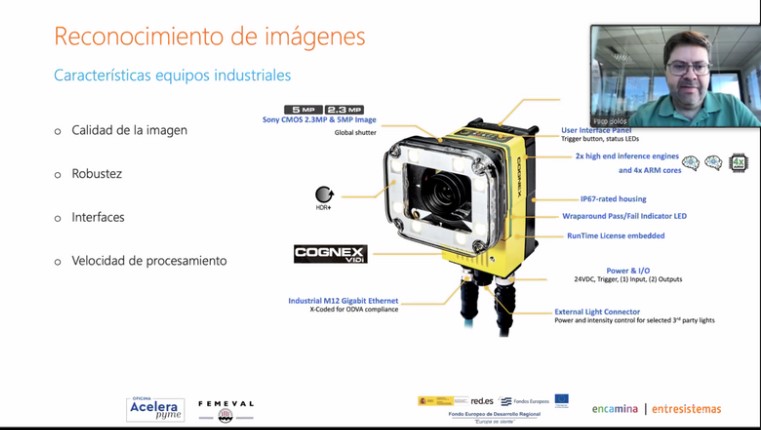ENTRESISTEMAS's tweet photo. Sesionaza de @FEMEVALes  y @OapFemeval  en la que nuestro Tech Lead @pacobolos está hablando de cómo la #VisiónArtificial está transformando los entornos #industriales 😊 https://t.co/LOKlS62XQ7