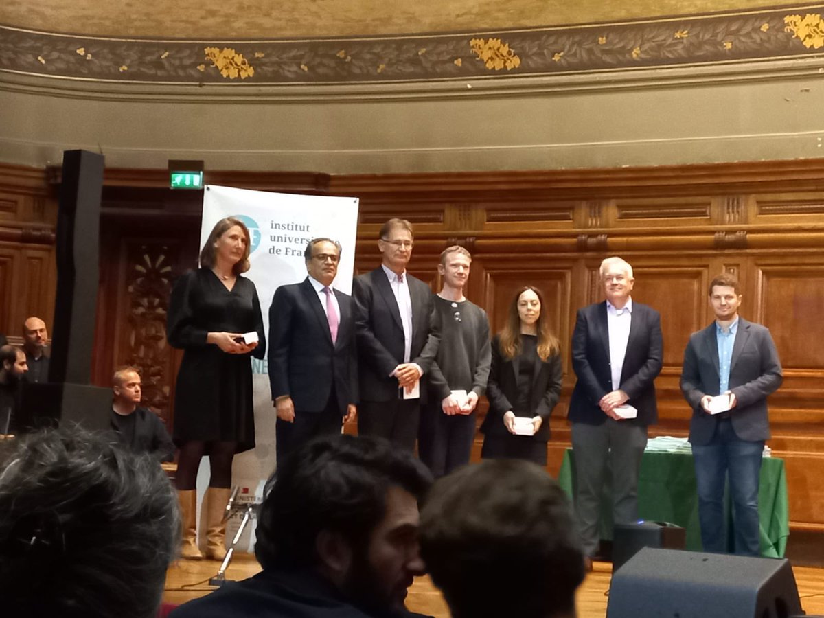 Proud to officially become a fellow of the Institut Universitaire de France #IUF at starting ceremony in the historic amphitheater of Sorbonne. Photo with my fellow laureates from <a href="/RennesUniv/">Université de Rennes</a>