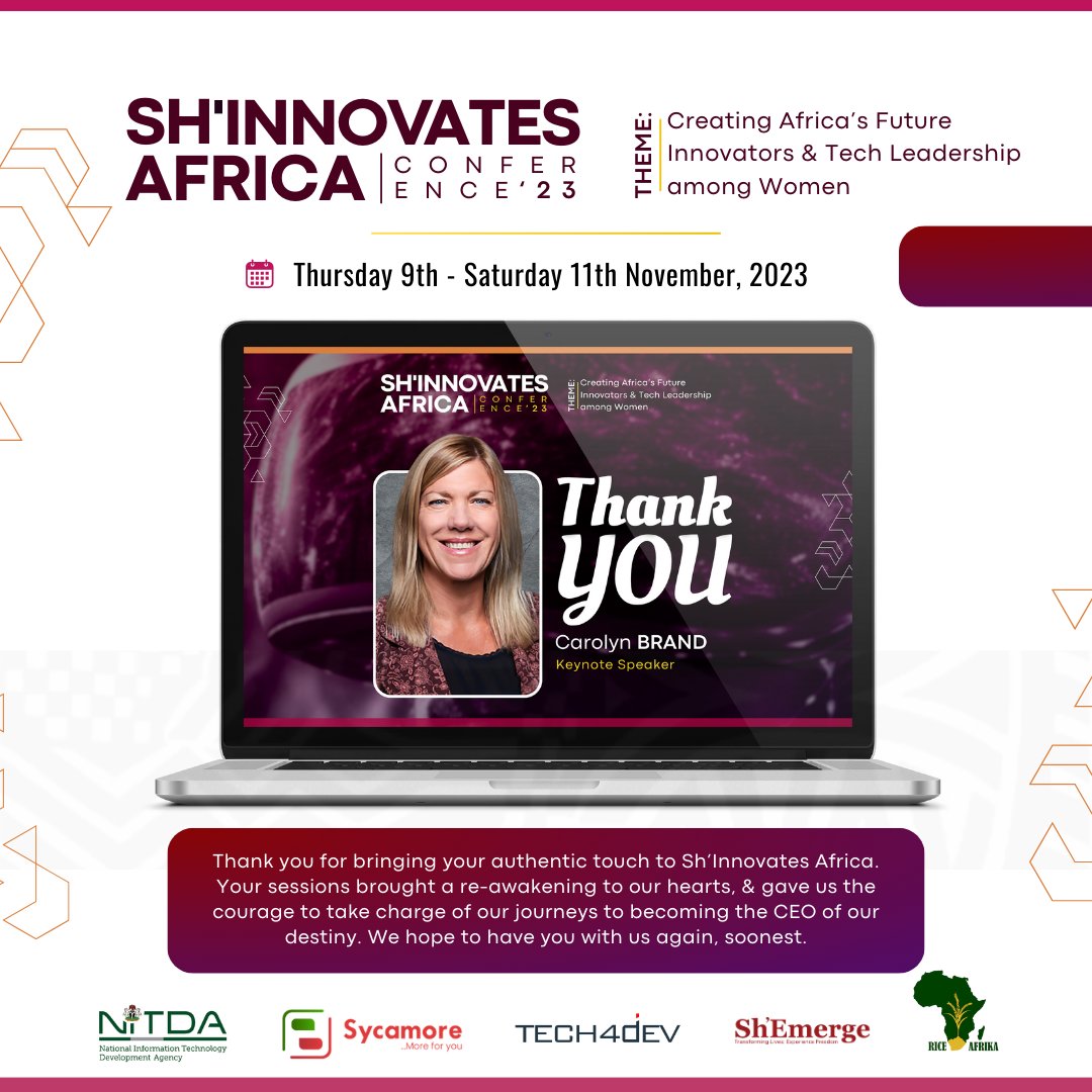 Sh_Emerge's tweet image. Here&apos;s saying a big thank you to our keynote speaker, Carolyn Brand for not just honoring our invitation, but for also pouring yourself out to impact the lives of all the Queens in the Sh&apos;emerge Tribe of Queens.

#ShinnovatesAfricaConference2023 #ShEmerge #womenfounders