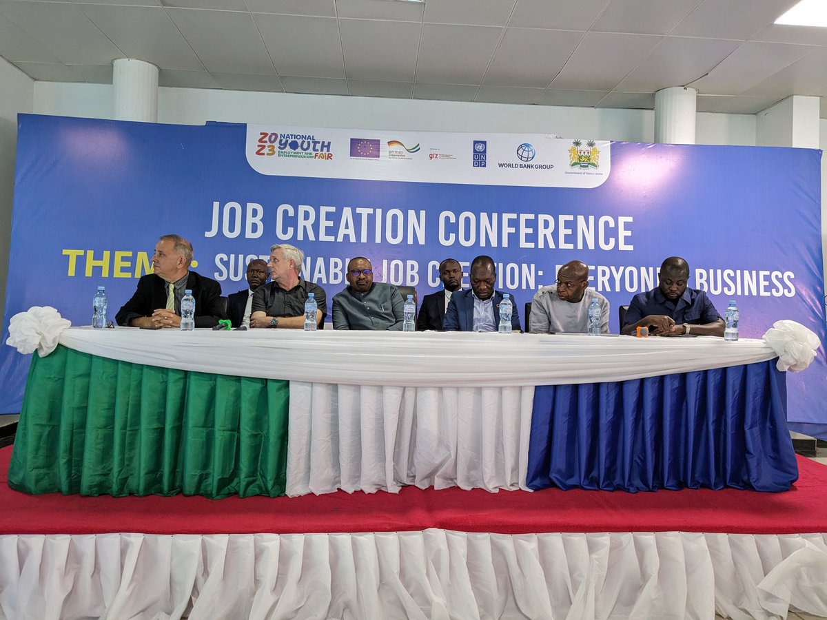 UNDPSierraLeone's tweet photo. 📣 HAPPENING NOW! 

@UNDPSierraLeone is today  participating in the Job Creation Conference #NYEEF organized by the Gov't  of Sierra Leone through the Office of  @VP_Jalloh under the theme: Sustainable Job Creation: Everyone's Business.

@FredAmpiah
@UNDPAfrica @UNDPWACA https://t.co/R37hVsf4QB