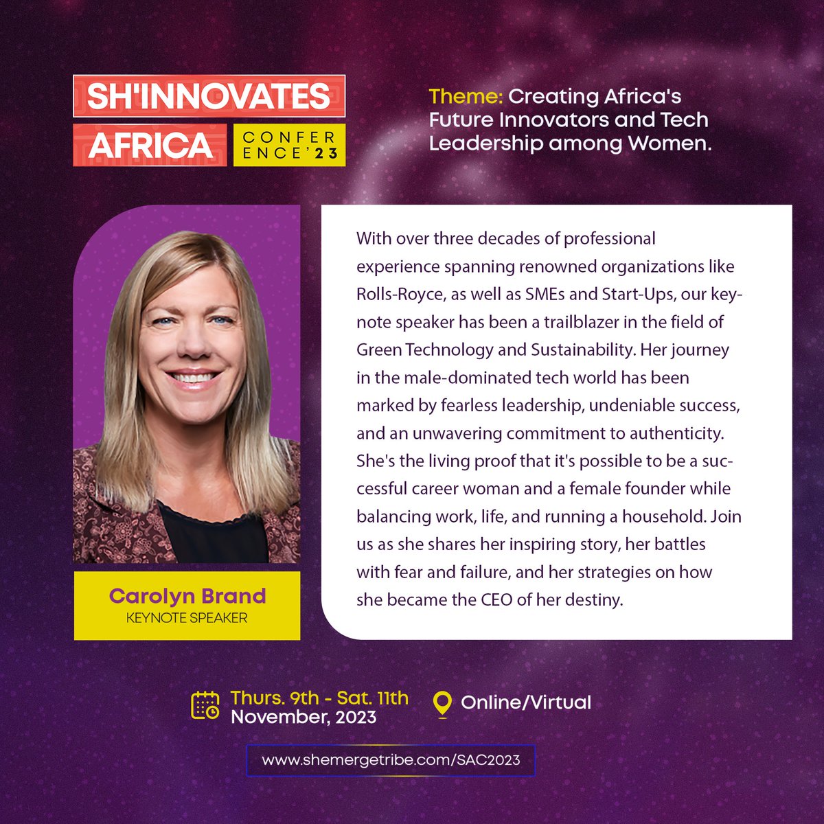 Sh_Emerge's tweet image. Here&apos;s saying a big thank you to our keynote speaker, Carolyn Brand for not just honoring our invitation, but for also pouring yourself out to impact the lives of all the Queens in the Sh&apos;emerge Tribe of Queens.

#ShinnovatesAfricaConference2023 #ShEmerge #womenfounders