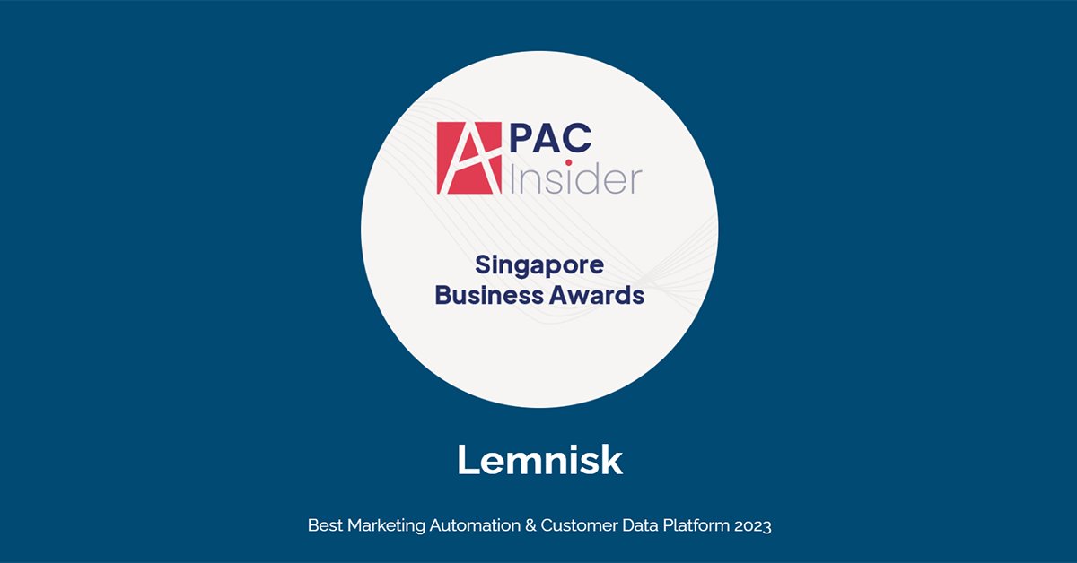 We are excited to announce that @LemniskCo has won the 'Best #MarketingAutomation & #CustomerDataPlatform 2023' award at #SingaporeBusinessAwards organized by @ApacInsider. apac-insider.com/winners/lemnis… 

#marketing #CDP #martech #CustomerExperience