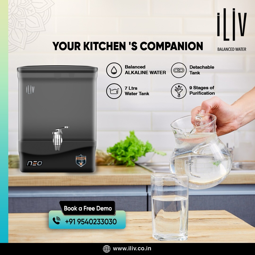 Incorporate the Healthy dose of Balanced Alkaline Water in your life with iLiv's NEO. Top features include:
 - 7 ltrs. Water Storage
 - 9 Stages of Purification
 - Detachable Tank

Visit: iliv.co.in
Call: 9540233030

#iLiv #iLivbalance #Neo #iLivWaterPurifiers