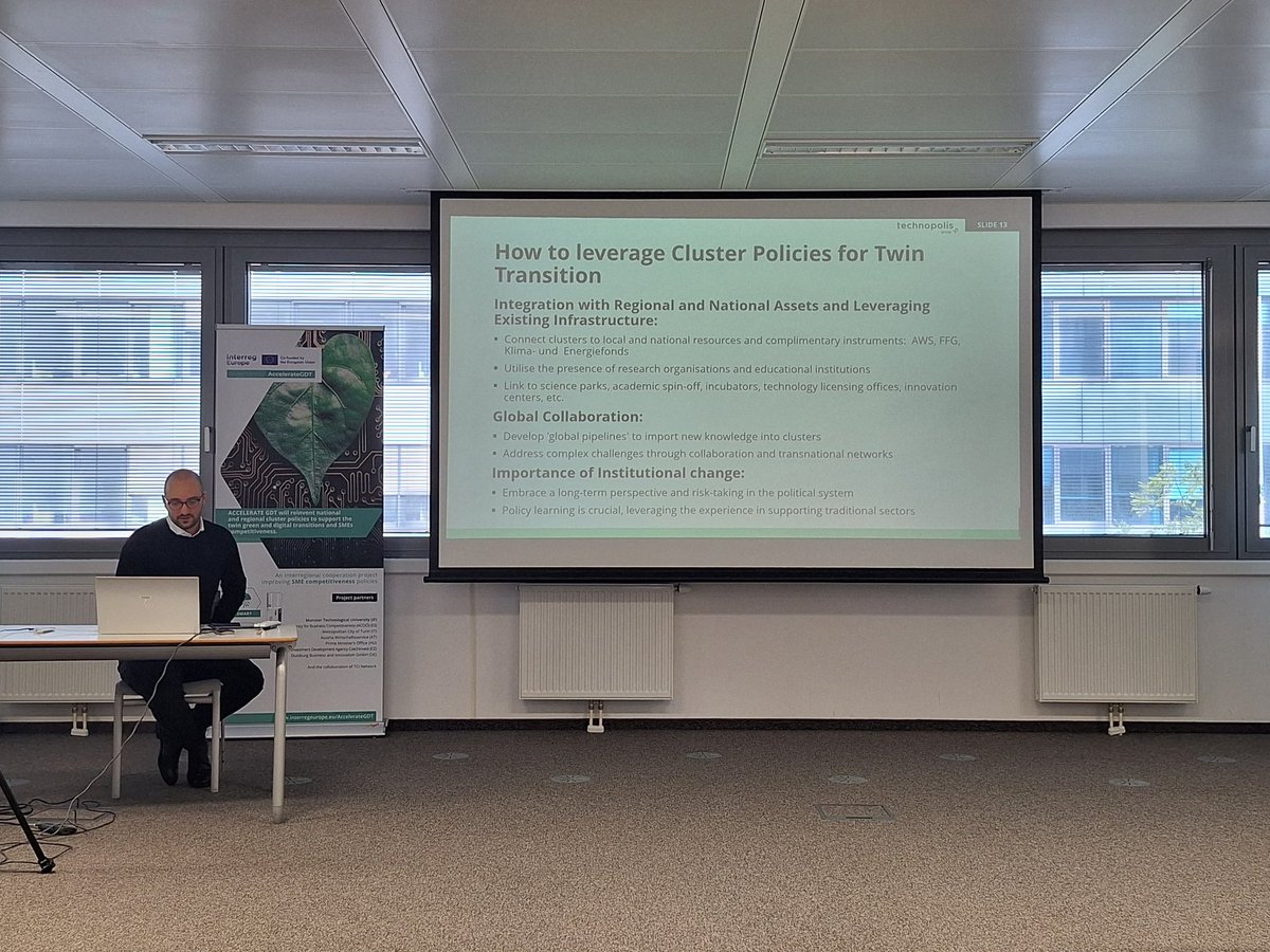 Great to get an overview of the 🇦🇹 cluster ecosystem - Alessio Giustolisi Technopolis and the RTI strategy - Ramona Auer, Federal Ministry for Climate Protection 🌟 

<a href="/accio_cat/">ACCIÓ</a> <a href="/CittaMetroTO/">Città MetroTorino</a> <a href="/tcinetwork/">TCI Network</a> <a href="/MTU_ie/">Munster Technological University</a> <a href="/aws_Presse/">Austria Wirtschaftsservice - Kommunikation</a> <a href="/MTU_ie/">Munster Technological University</a> <a href="/interregeurope/">Interreg Europe</a> <a href="/VlincResearch/">VLINC Expert Research Group</a> <a href="/CzechInvest_CZ/">CzechInvest_CZ</a>