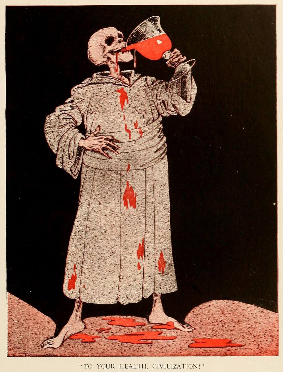 RembrandtsRoom's tweet photo. Louis Raemaekers (Dutch graphic artist 1869 - 1956) , 'To Your Health, Civilization!',  1916 https://t.co/OjEkg0fuJ2
