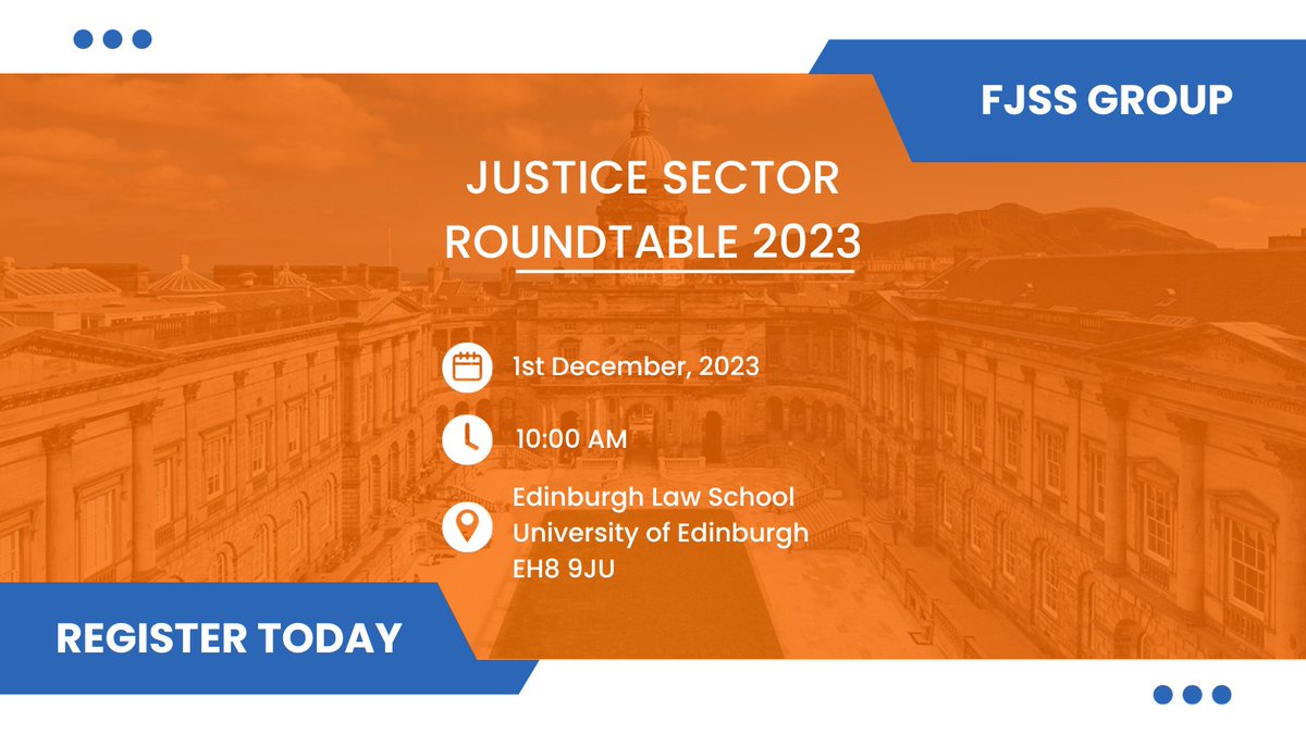 Help set the agenda for a more inclusive justice system in Scotland at the @FjssGroup Justice Sector Roundtable 2023. Register here: eventbrite.co.uk/e/justice-sect…