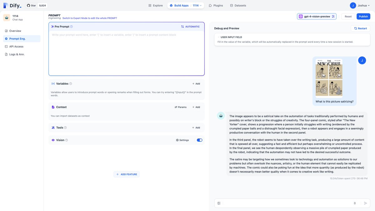 Just tried out #GPT4Vision on Dify.AI and it's a blast! 😂