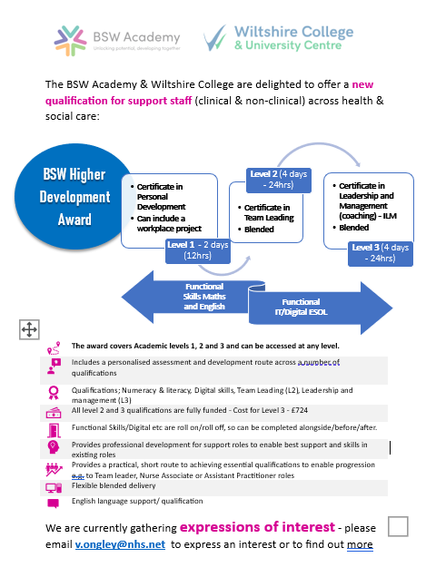 Calling all support workers (yes non-clinical ones too!)😀 😀 We delighted to bring you a great new development programme. A quick support route to the next careers step! To express interest - email: v.ongley@nhs.net