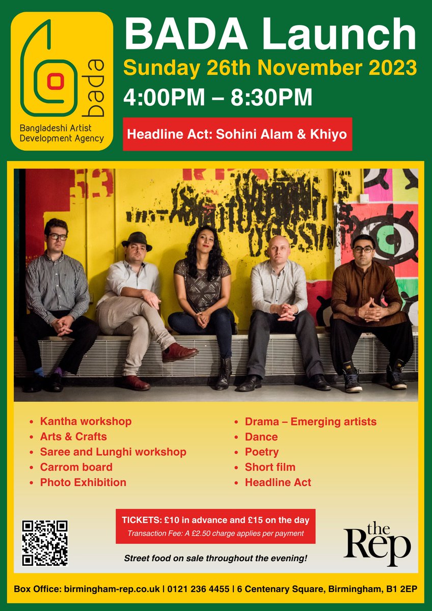 🎉 Join us for the launch of #BADA, the Bangladeshi Artists Development Agency in the West Midlands!   An incredible evening of art, music, and culture at <a href="/BirminghamRep/">The Rep</a> on 26th November from 4PM till 8:30PM

Get your tickets now! 👇🏽 🇧🇩🎭
birmingham-rep.co.uk/whats-on/bangl…