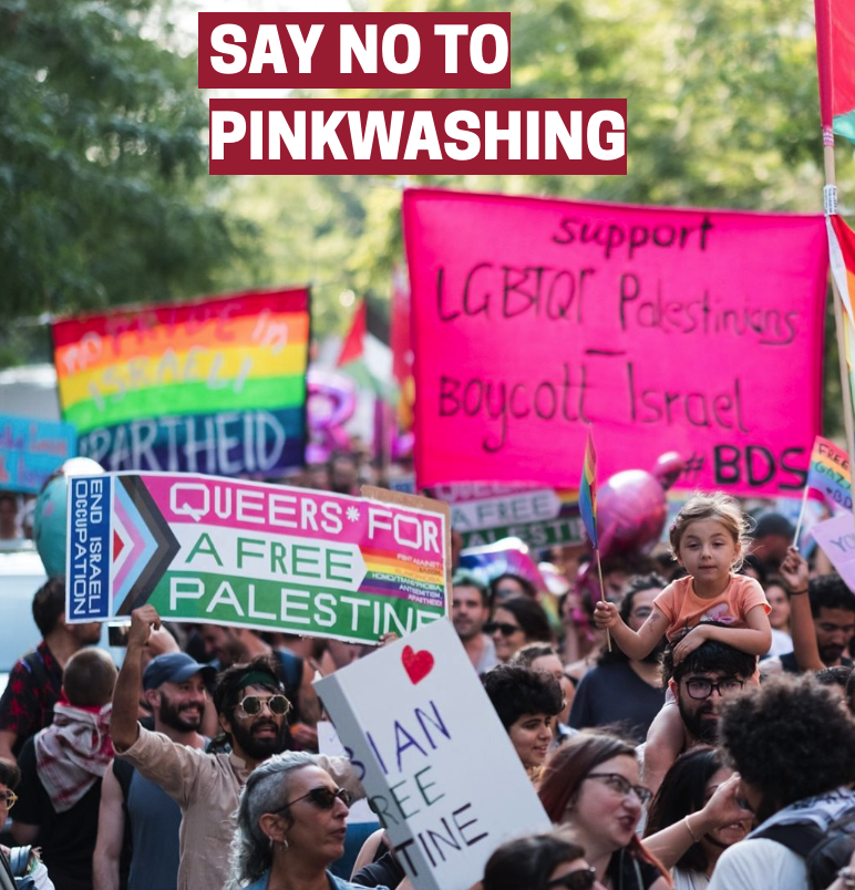 AhwaaOrg's tweet photo. This is a sickening facade of "progressiveness," masking the reality of violent occupation, apartheid and #Genocide 

"We are now facing patriarchal colonial tactics that seek to further alienate us as queer Palestinians." #Gaza #QueersForPalestine 

https://t.co/qEdAPkSDkd https://t.co/UCyEsVIQ5P