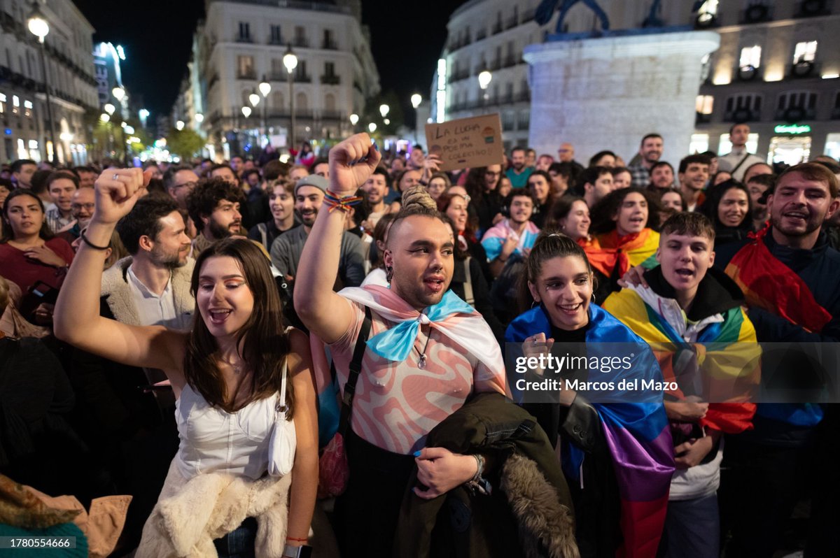 Thousands of people gathered in Puerta del Sol to advocate for the preservation of the existing Trans and #LGBT laws in #Madrid #LGBTQIAClaimingRights #NiUnPasoAtras