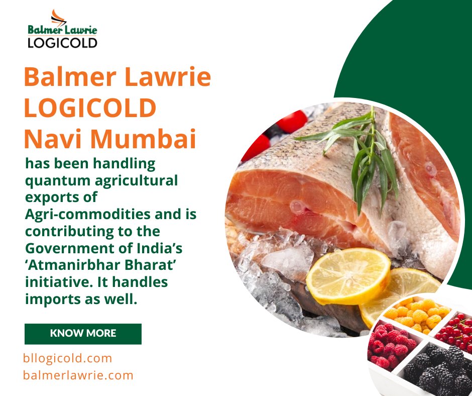 Balmer_Lawrie's tweet photo. Cold Chain Unit - Navi Mumbai has 3840 pallet capacity. The unit is FSSAI, BRC and Drug License certified and is ideally suited for export and import of fruit and vegetables, storage of frozen food, #dairy, #chocolates and #pharmaceuticals.  #LOGICOLD #ColdChain #BalmerLawrie https://t.co/RECBAin760