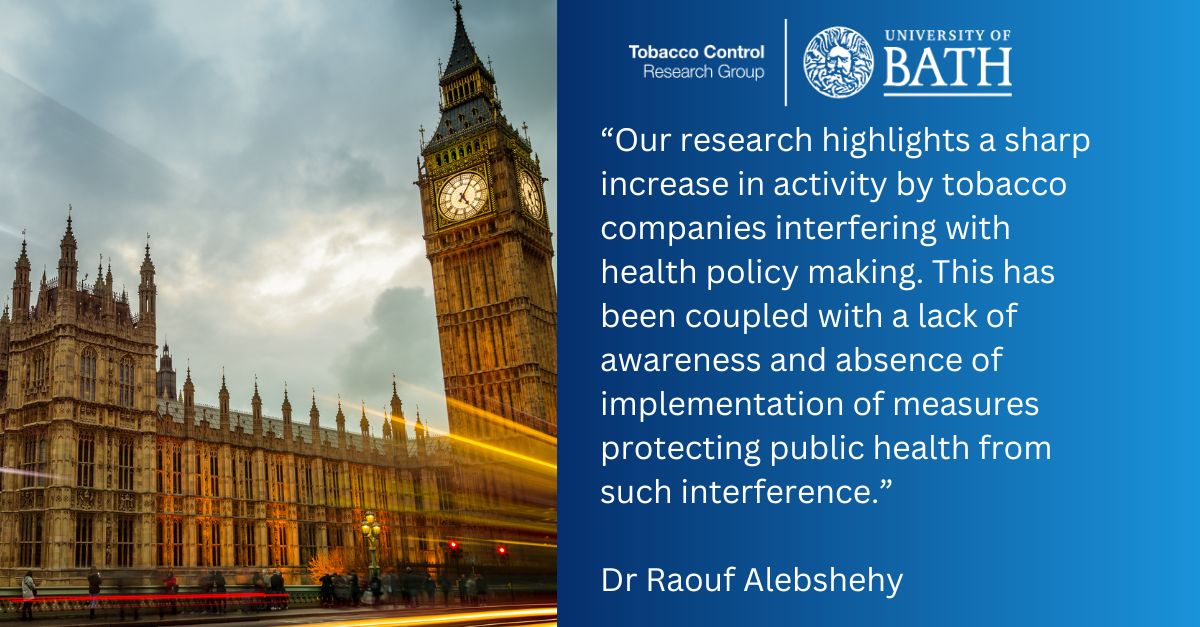 The UK Tobacco Industry Interference Index 2023 is live now!
Check out the report to find out how well the UK has done at implementing and complying with measures to prevent the tobacco industry from interfering in public health.
bath.ac.uk/case-studies/t…