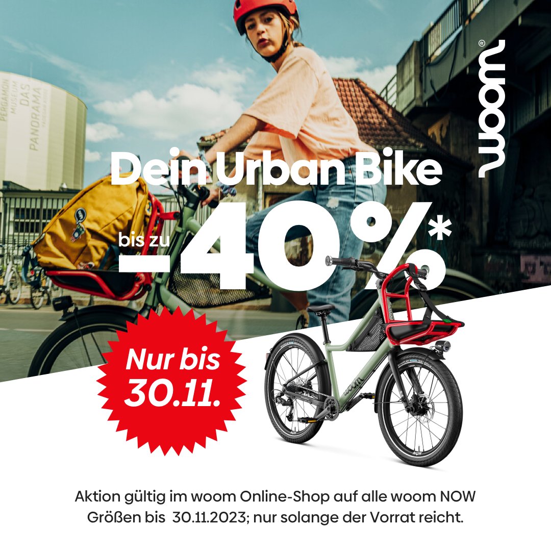 Spare bis zu 40 % auf das voll ausgestattete Urban Lifestyle Bike woom NOW! 🚲🎈

Schnell sein lohnt sich! 🏃🏃‍♀️💨 bit.ly/3SDxPsM