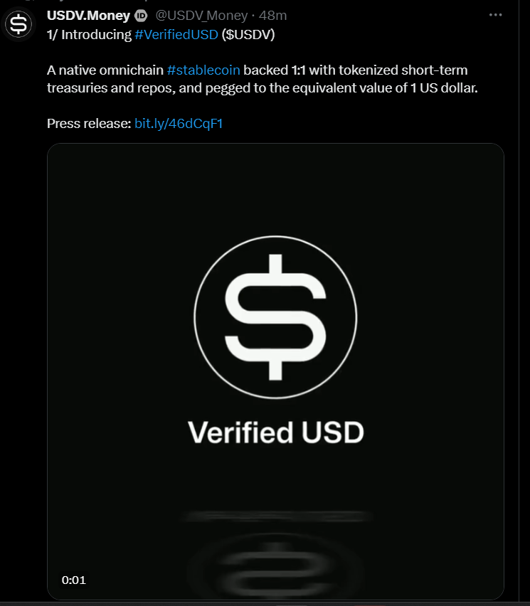 GACryptoO's tweet photo. #Layerzero introduced #ColorTrace & $USDV -
ColorTrace - a practical implementation of the colored coin problem.
USDV is A native omnichain #stablecoin backed 1:1 with tokenized short-term treasuries and repos, and pegged to the equivalent value of 1 US dollar.
💥Still there is nothing that you need guys 😂🪂