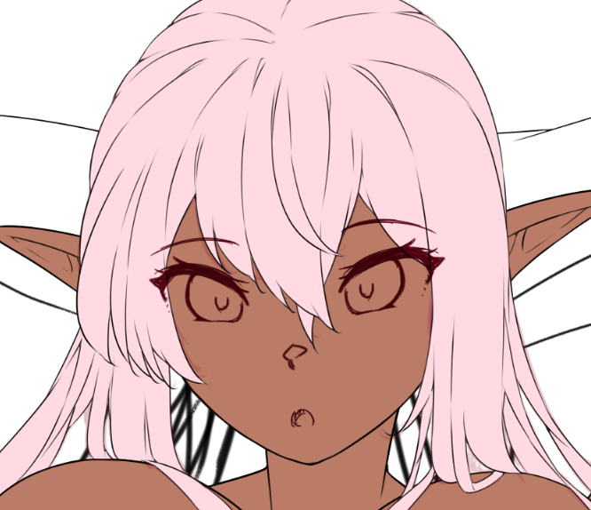 自分の素の画力ったらこんなもんよな😮これをコネコネ歪みツール使って レイヤー福笑いして お化粧して 何とか誤魔化す 