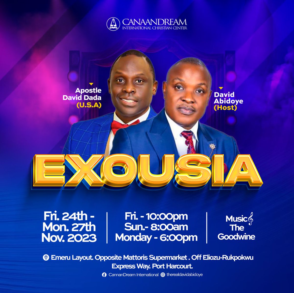 All authority in heaven and earth has been given to God's children. But we must stay connected to exercise this power.

Come Friday, 24th Nov 2023 to Monday, 27th Nov 2023, we will be soaking ourselves in worship and the word through the ministrations of our father <a href="/DavidAbidoye/">David Abidoye</a>