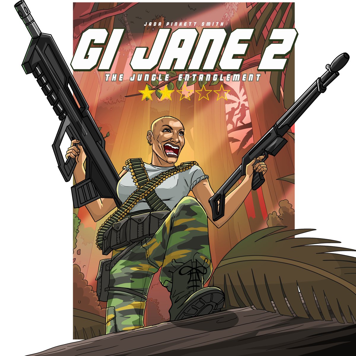 kroplex's tweet photo. I was going to illustrate something else but this called out to me #gijane2 #chrisrock #entanglement #letslook4trouble #willsmith #gijane #movieposter #february30 https://t.co/LzRAs3Joy2