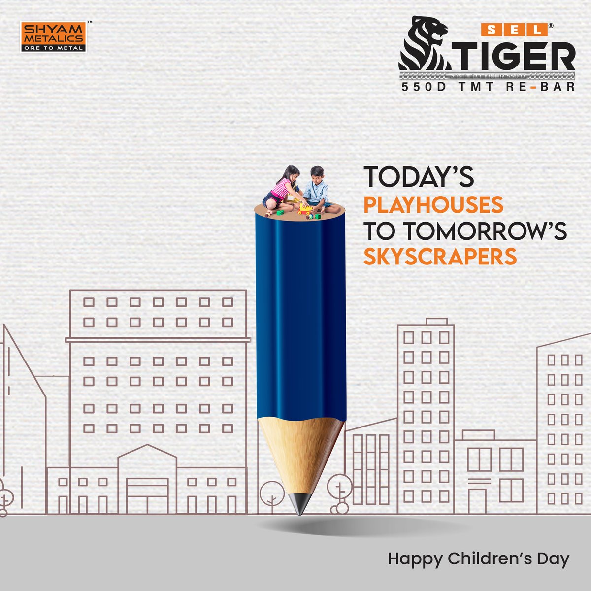 Empowering little dreamers of today for the big achievers of tomorrow. Happy Children's Day. 

#SELTiger #ShyamMetalics #TMTReBars #BuildingRelations #TMTStrength #HappyChildrensDay