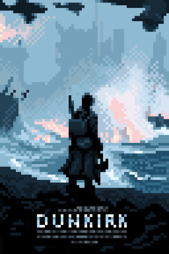 GodLikePixels's tweet photo. My submission for this week's @thespritebox challenge #THESPRITEBOX 

Theme ; movie poster
Size limit; 64x96 pixels

Had to make a Nolan's poster with his famous back shot
#pixelart https://t.co/8xwethFNuI