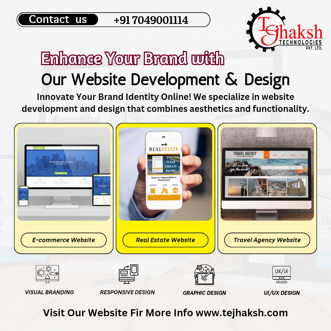 ENHANCE YOUR BRAND WITH OUR WEBSITE DEVELOPMENT &amp; DESIGN!
👇👇
✅ E-COMMERCE WEBSITE
✅ REAL ESTATE WEBSITE
✅ TRAVEL AGENCY WEBSITE
👇
CONTACT US FOR MORE INFO :
📲: +91-7049001114
🌐: tejhaksh.com
•
#websitedesign #website #webdesign #css #userexperience #creative