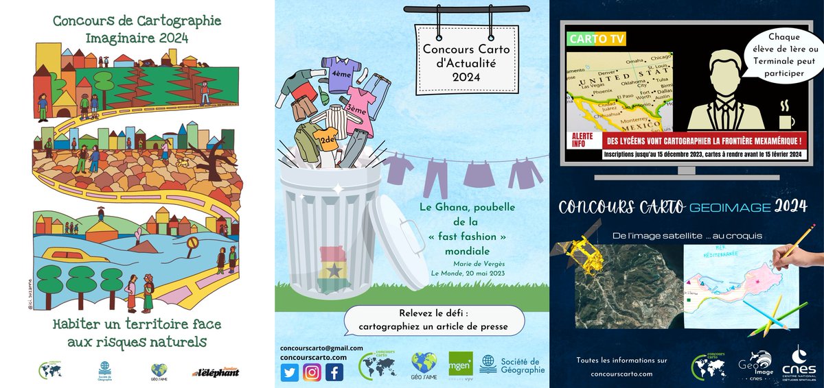 Concours Carto (@concourscarto) on Twitter photo 1/ Les inscriptions à nos Concours Carto Imaginaire, d'Actualité et Géoimage sont encore ouvertes pour un mois !
concourscarto.com
🌍🌎✏️🗺️
En serez vous ? Petit tour d'horizon à dérouler tranquillement ...
🧶🧶🧶
<a href="/OlivierGodard6/">Olivier Godard</a> <a href="/Esri_France/">Esri France</a> <a href="/soc_geo/">Société de Géographie 🌐🇫🇷🌐</a> 1/ Les inscriptions à nos Concours Carto Imaginaire, d'Actualité et Géoimage sont encore ouvertes pour un mois !
concourscarto.com
🌍🌎✏️🗺️
En serez vous ? Petit tour d'horizon à dérouler tranquillement ...
🧶🧶🧶
<a href="/OlivierGodard6/">Olivier Godard</a> <a href="/Esri_France/">Esri France</a> <a href="/soc_geo/">Société de Géographie 🌐🇫🇷🌐</a>