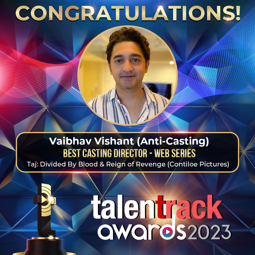 Congratulations Vaibhav Vishant (@v_v9) on winning the Best Casting Director - Web Series award at Talentrack Awards 2023!

@Contiloe1 #Talentrack #TalentrackAwards #TalentrackAwards2023 #VaibhavVishant #AntiCasting #Taj #ContiloePictures