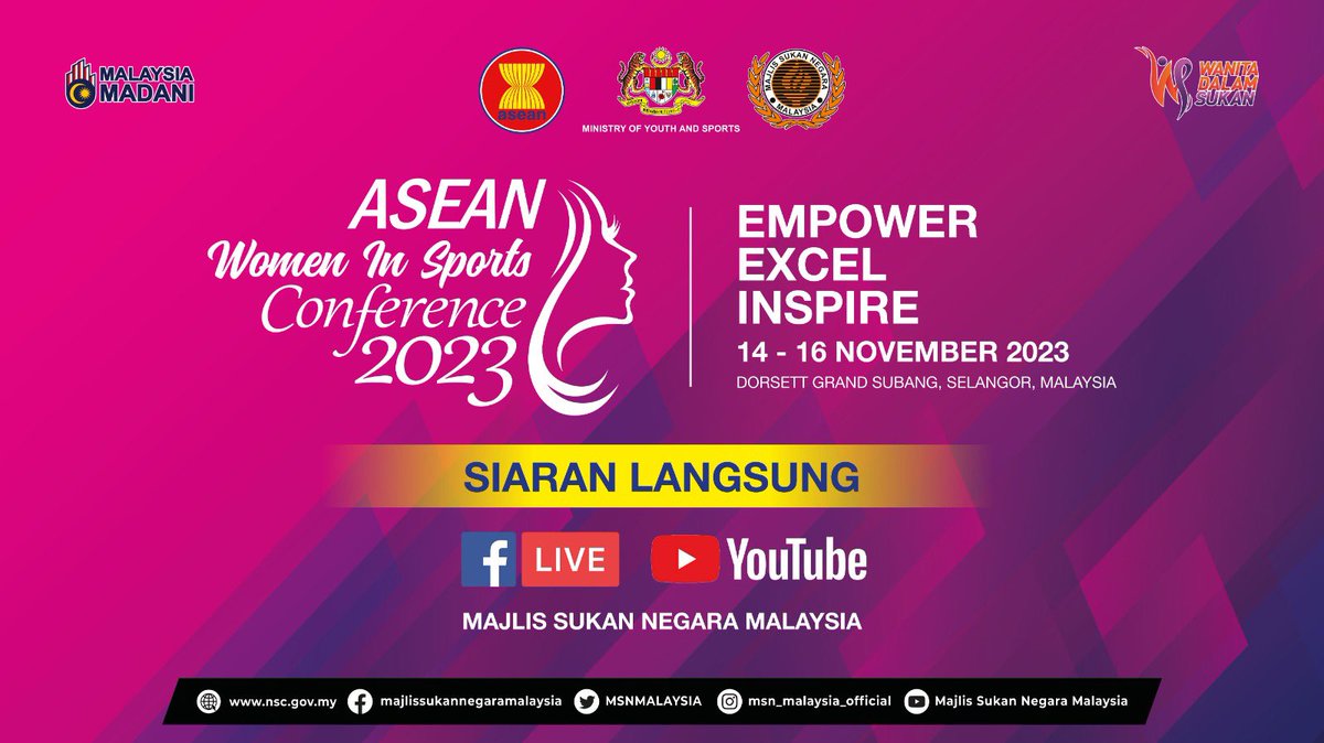 khawari72's tweet photo. Inaugural ASEAN Women In Sports Conference 2023, organised by @MSNMALAYSIA …catch the sessions ‘live’ on @MSNMALAYSIA FB n youtube channel😊 https://t.co/JhPLmmbulB