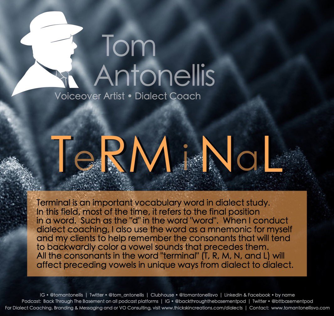 tom_antonellis's tweet photo. “Terminal” is an important vocabulary word in #dialect study. Zoom in on the pic for a glimpse as to why. :)

- @tom_antonellis , #voiceover artist, #dialectcoach | DM for info on #dialectcoaching https://t.co/YvAy1P6SEt