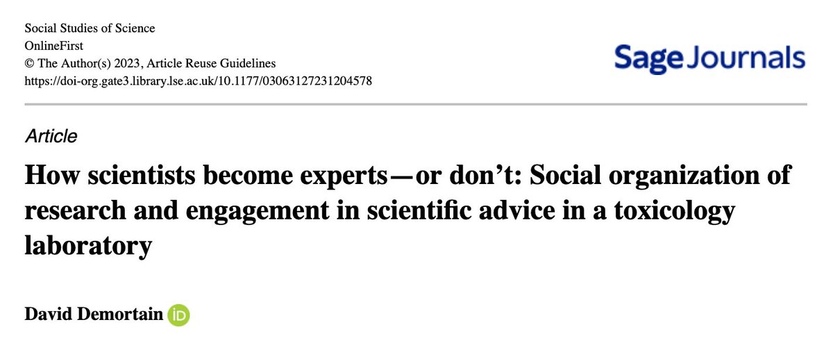 'research' and 'regulatory science' are often opposed but... it's more complicated! One toxicology lab can harbour various moral economies of expertise.

It's in my new paper, out in <a href="/Soc_Stud_Sci/">Soc_Stud_Sci</a> 
doi.org/10.1177/030631…

#sts #regulatoryscience #sciencepolicy #toxicology