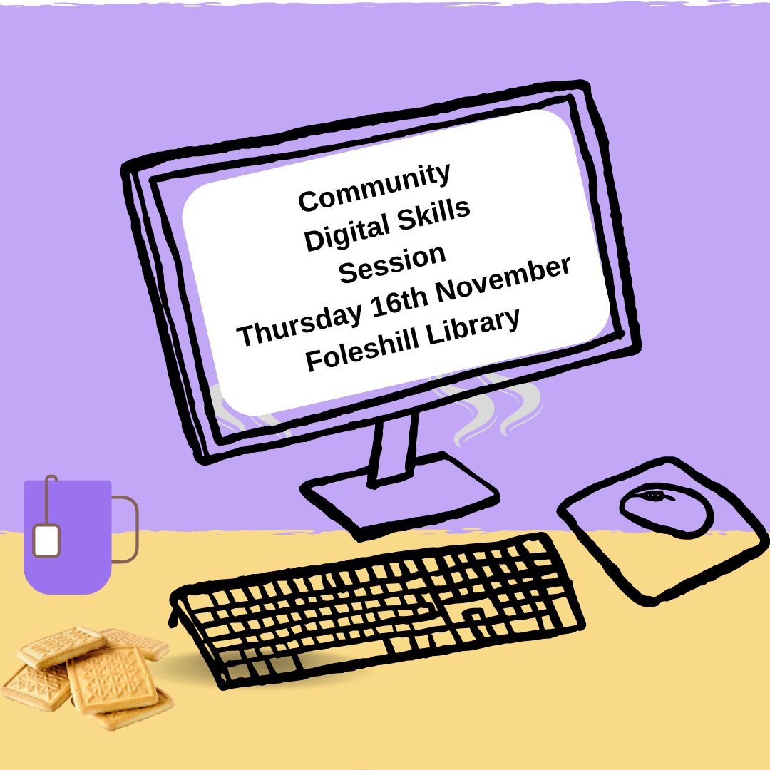CovAdvice's tweet photo. Coming up on Thursday 16th November at #FoleshillLibrary we'll be there with our volunteers to lend a hand with using a computer and finding help online. It's free and there will hot drinks and biscuits. #digitalskills #covconnects #coventry #teaandbiscuits βπͺ https://t.co/EVyo4nf8Hd