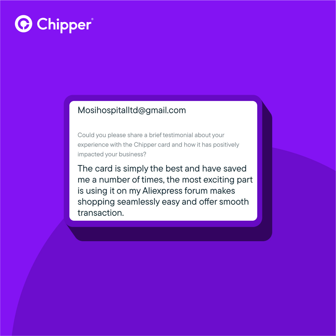 chippercashapp's tweet photo. Rest assured, we've got you covered with the Chipper Card😉, ensuring your shopping experiences are as seamless as possible.
Download the app today, claim your Chipper Card, and make all your international payments effortlessly.
#ChipperCash #ChipperCard #PayGloballyWithChipper https://t.co/3DNsqrRGN4