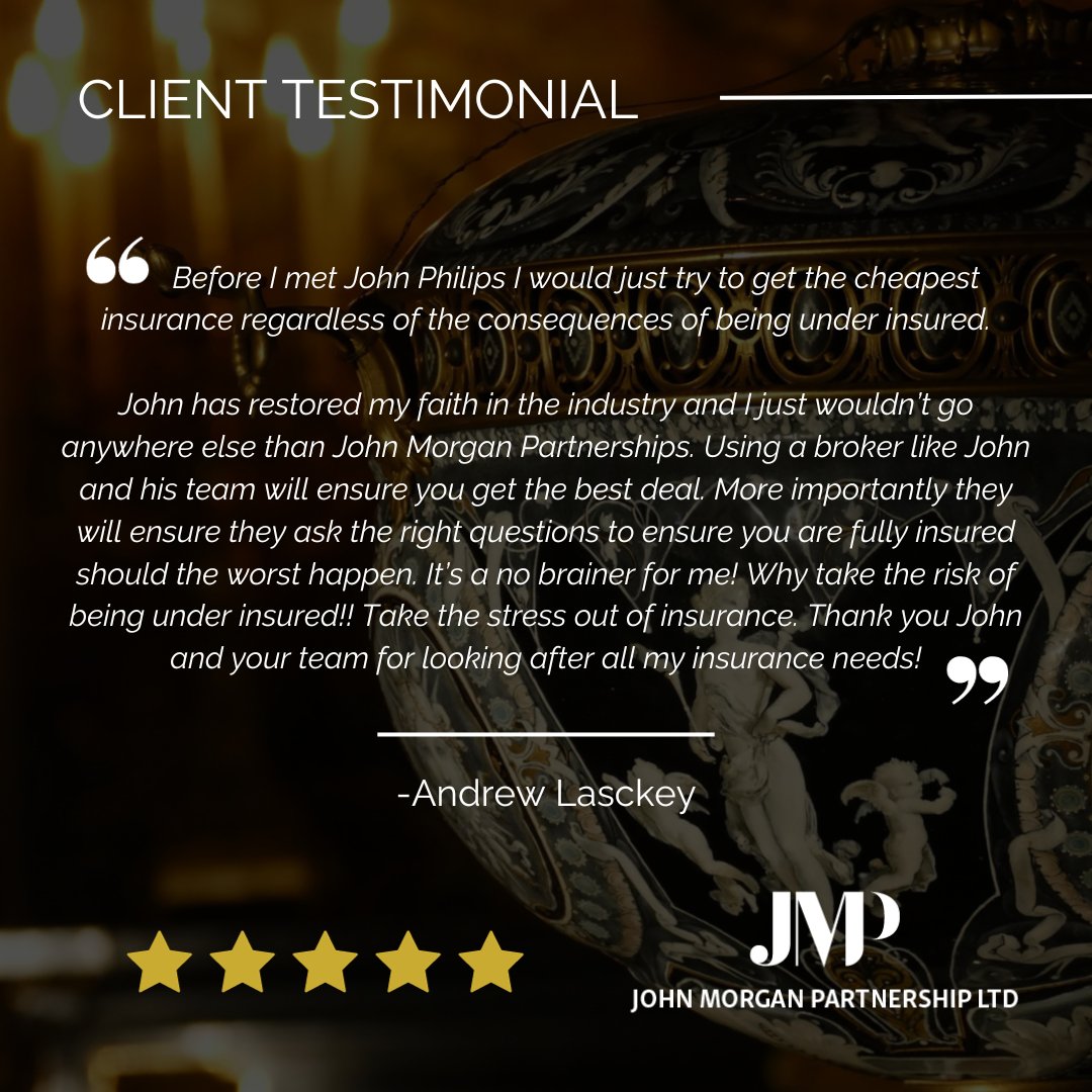 We pride ourselves on taking the stress out of your insurance, ensuring you have adequate cover to suit you and your needs ⭐

Here at JMP, we appreciate your feedback and glowing reviews like these, which always starts our teams week on a high!