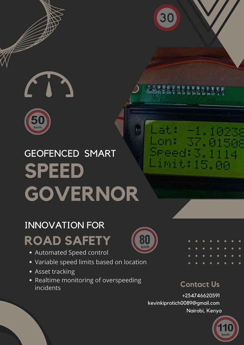 Enhance road safety and accountability with our Geofenced Smart Speed Governor. From automated speed control  to asset tracking, we've crafted a solution that will set a new standard for responsible driving. Join our mission by retweeting this post.#JKUATTechExpo13 <a href="/DiscoverJKUAT/">Discover JKUAT</a>