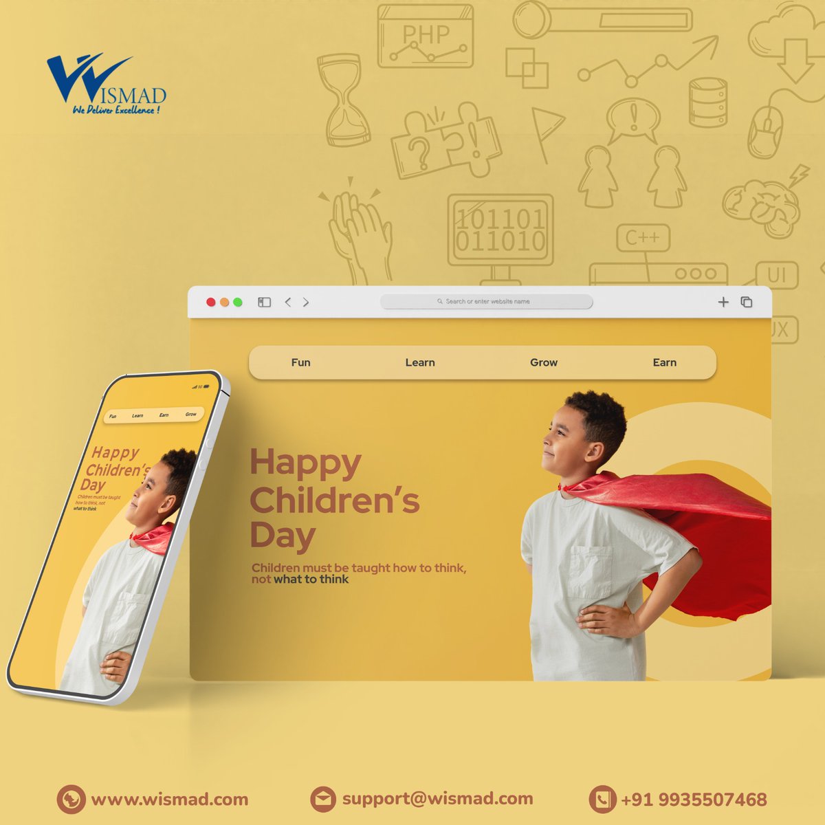 wismaddotcom's tweet photo. Happy Children's Day to the little sparks who illuminate our world with their laughter and innocence. May your dreams come true which are waving in your eyes!

#ChildrensDay #WISMAD #JawaharlalNehru #JawaharlalNehruJayanti https://t.co/vKtUr0pcIC