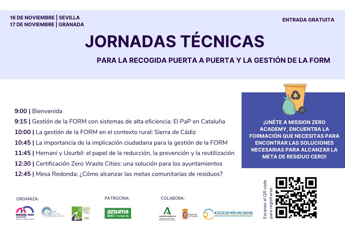 El 16 i 17 de novembre l'associació #Porta_a_Porta estem en unes jornades tècniques a Sevilla i Granada explicant l'experiència de la recollida de #residus Porta a Porta a Catalunya