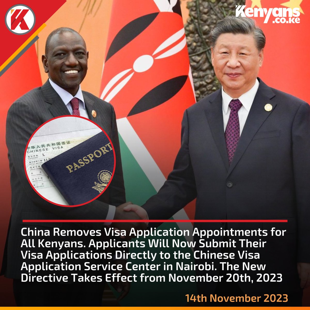 China removes Visa application appointments for all Kenyans