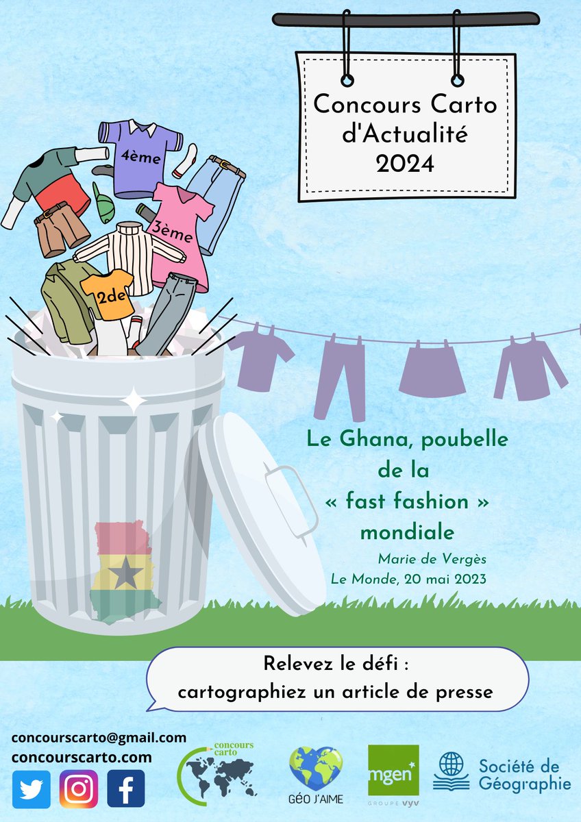 Concours Carto (@concourscarto) on Twitter photo 3/ Pour le Concours Carto d'Actualité direction le Ghana et les montagnes de vêtements issus de la fast fashion qui ensevelissent les rues d'Accra ! Il va falloir cartographier un article de presse écrit par <a href="/mdeverges/">Marie de Vergès</a>
lemonde.fr/afrique/articl…
concourscarto.com/accueil-cca/ 3/ Pour le Concours Carto d'Actualité direction le Ghana et les montagnes de vêtements issus de la fast fashion qui ensevelissent les rues d'Accra ! Il va falloir cartographier un article de presse écrit par <a href="/mdeverges/">Marie de Vergès</a>
lemonde.fr/afrique/articl…
concourscarto.com/accueil-cca/