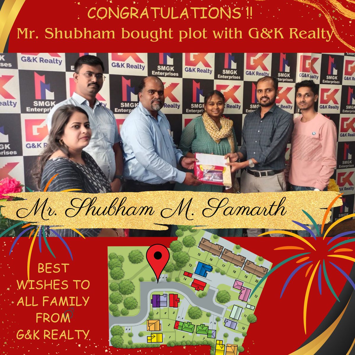 gnkrealty's tweet image. Mr.Shubham Samarth तुमच्या नवीन प्लॉटच्या खरेदीसाठी अभिनंदन!#G&amp;amp;K_Realty कडून तुम्हाला मिळालेल्या उत्कृष्ट सेवांसाठी आम्ही तुमचे आभार मानतो. तुमचे स्वप्नातील घर बांधण्याचा हा पहिला टप्पा आहे. तुमच्या पुढच्या प्रवासाकरीता हार्दिक शुभेच्छा .!
#g&amp;amp;krealty
#plotbuy
#congratulations