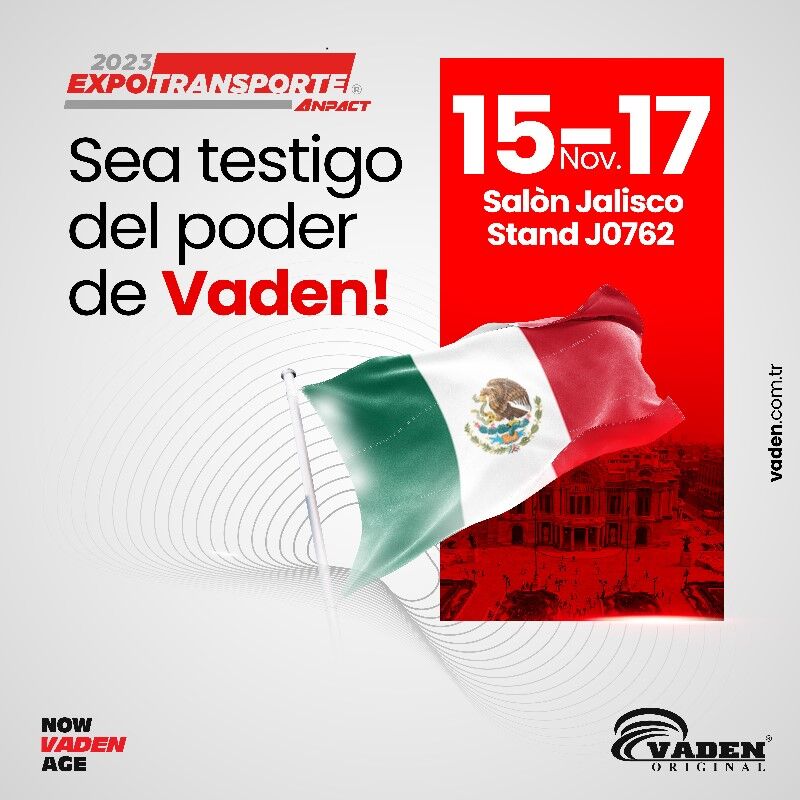 🇻🇬 Witness the power of Vaden!
🇵🇹 Sea testigo  del poder de Vaden!
🇹🇷 Vaden’in Gücüne Tanık Olun!

2023 EXPOTRANSPORTE ANPACT
15-17 November
Hall Jalisco
Stand J0762

bit.ly/3Ht5HjD

#vaden #nowvadenage #expotransporte #anpact
