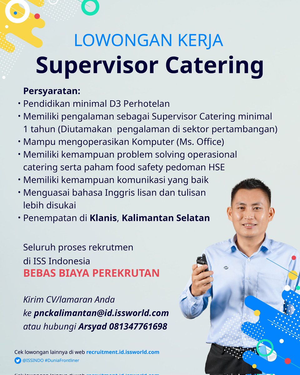 Sore buat Sobat Frontliner di daerah Klanis, Kalimantan Selatan! Ada info lowongan kerja sebagai Supervisor Catering nih!

Buruan cek syarat lengkapnya dan pastikan kamu sesuai dengan kriterianya ya👇🏻

#DuniaFrontliner #SobatFrontliner #infoloker #lokerkalimantan
